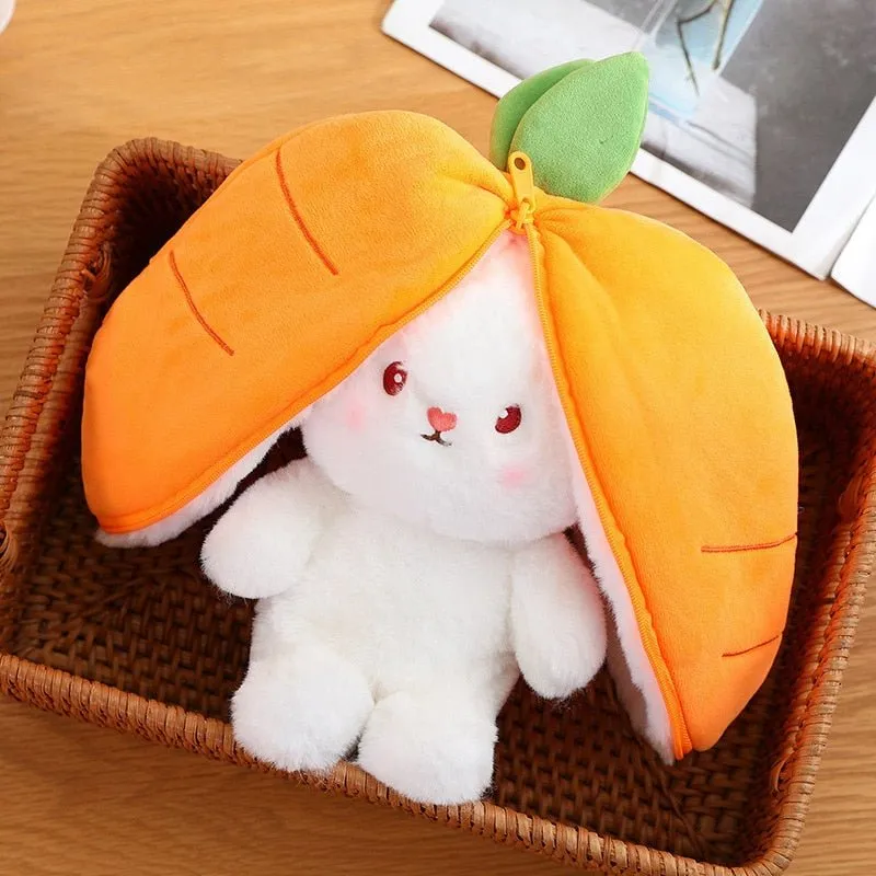 Kawaii Bunny in Strawberry & Carrot Hiding Bag