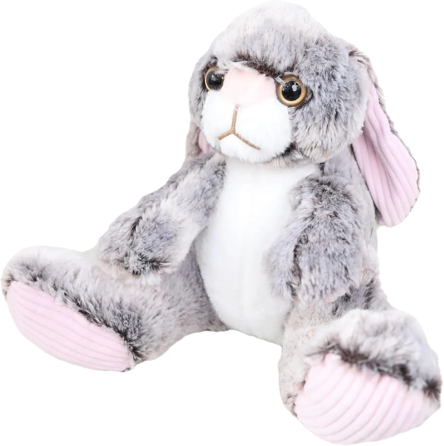 Kawaii Stuffed Fluffy Rabbit Animal Sitting Bunny Plush Toy Big Feet Rabbit Plushies Gray Fuzzy Bunny Doll Gift for Kids or Lover 12 Inch