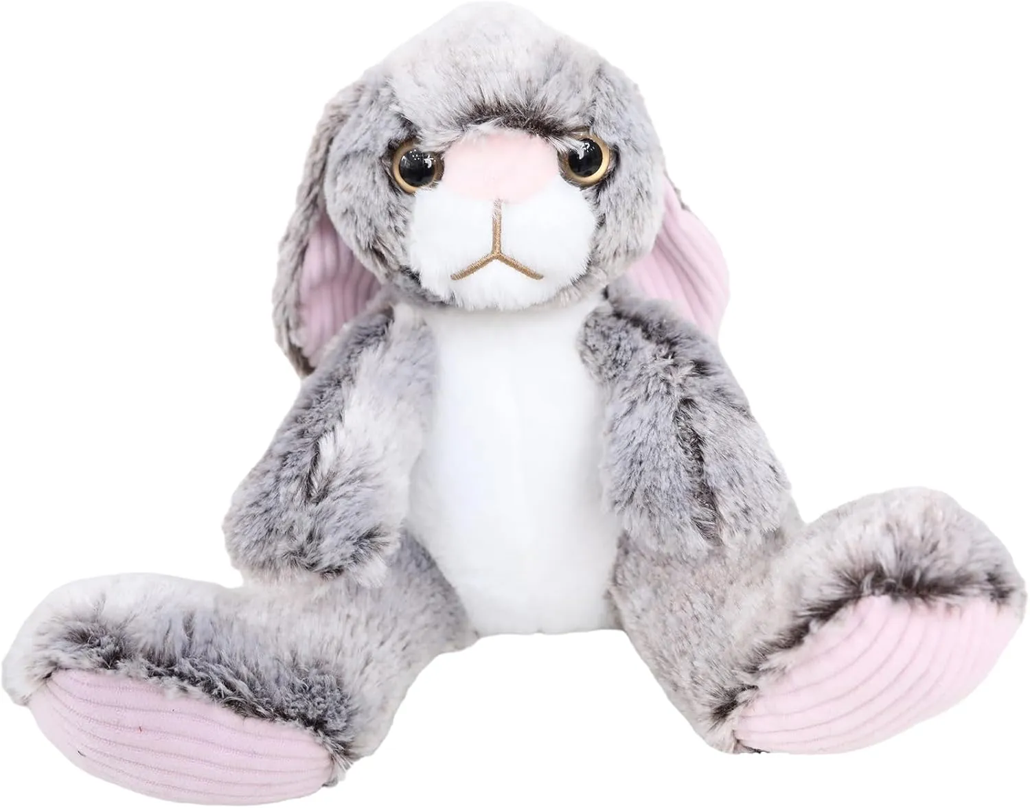 Kawaii Stuffed Fluffy Rabbit Animal Sitting Bunny Plush Toy Big Feet Rabbit Plushies Gray Fuzzy Bunny Doll Gift for Kids or Lover 12 Inch