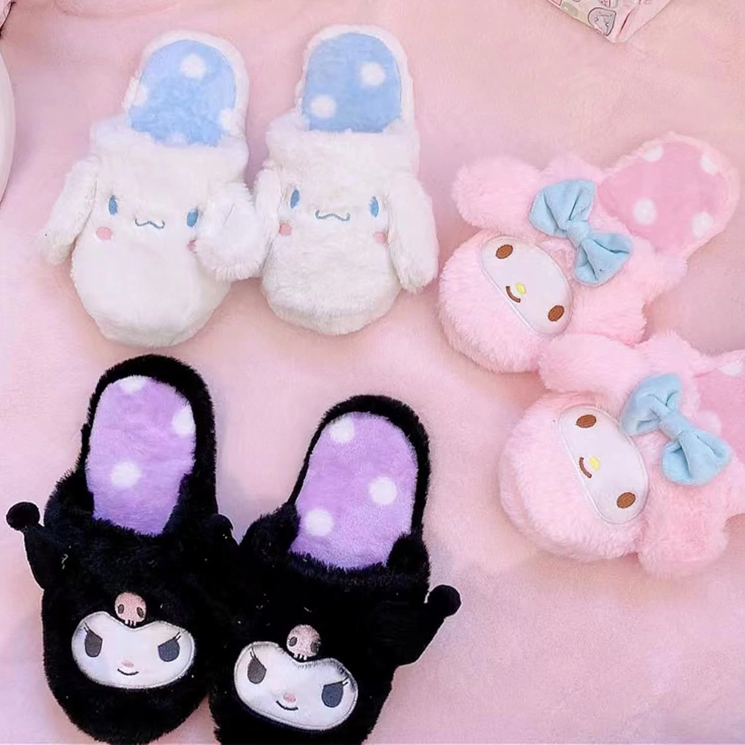 Kawaii Slippers, One Size Fits Most Winter Warm Indoor Bedroom Shoes Women Girls