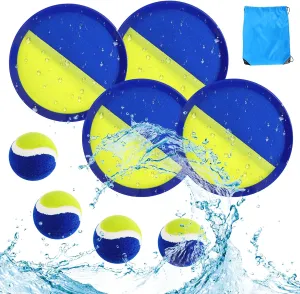 Kids Toys Toss and Catch Game Set, Ball Sports Games with 4 Paddles 4 Balls and 1 Storage Bag, Classic Outdoor Games, Beach Games, Yard Games Suitable for Kids Gift Ideal