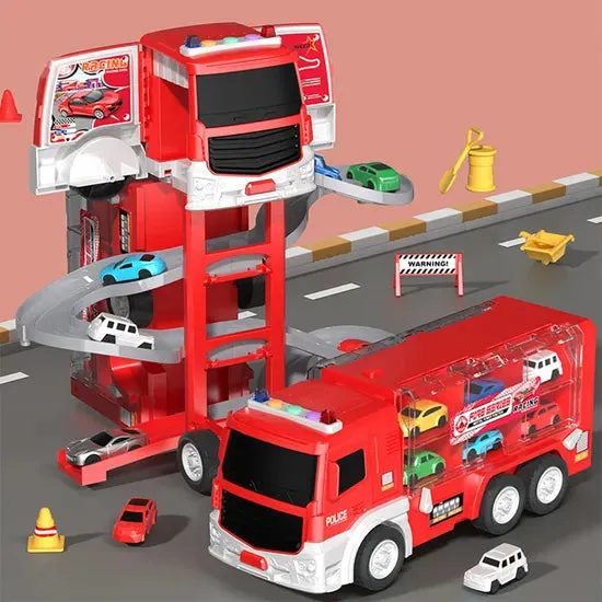 Kids Transforming Car Parking Lot Playset – 2-in-1 Interactive Garage & Vehicle Toy