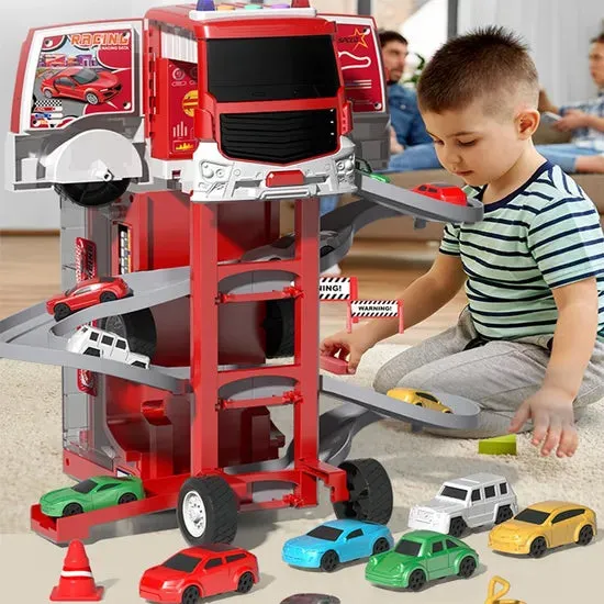 Kids Transforming Car Parking Lot Playset – 2-in-1 Interactive Garage & Vehicle Toy