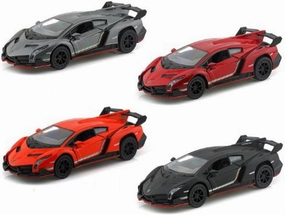KiNSMART Lamborghini Veneno 1:36 Scale 5 Inch Die Cast Metal Model Toy Super Car (-SetOf4)