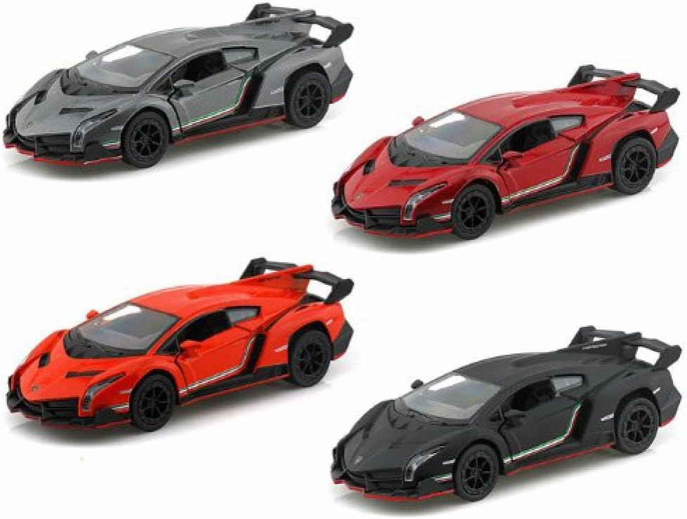 KiNSMART Lamborghini Veneno 1:36 Scale 5 Inch Die Cast Metal Model Toy Super Car (-SetOf4)