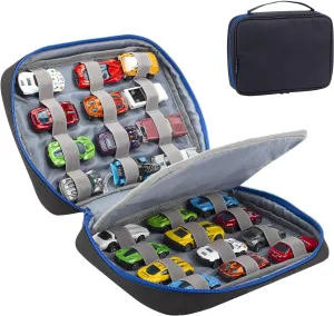KISLANE 24 Toy Cars Storage Compatible with 24 Matchbox Cars, Mini Toys, Kids Bag (Black)