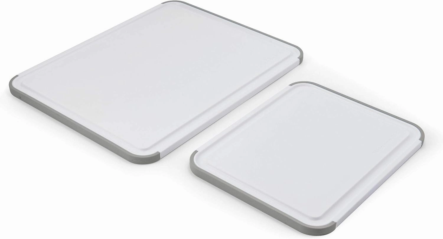KitchenAid Classic Nonslip 2 Piece Plastic Cutting Board, Set of 2, White