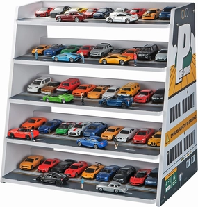 Kivmcds 1/64 Hot Die Cast Wheel Display Case，Five-Tier Stepped car Model Display Stand，Toy Car Storage Display Rack（Parking Lot Scene）