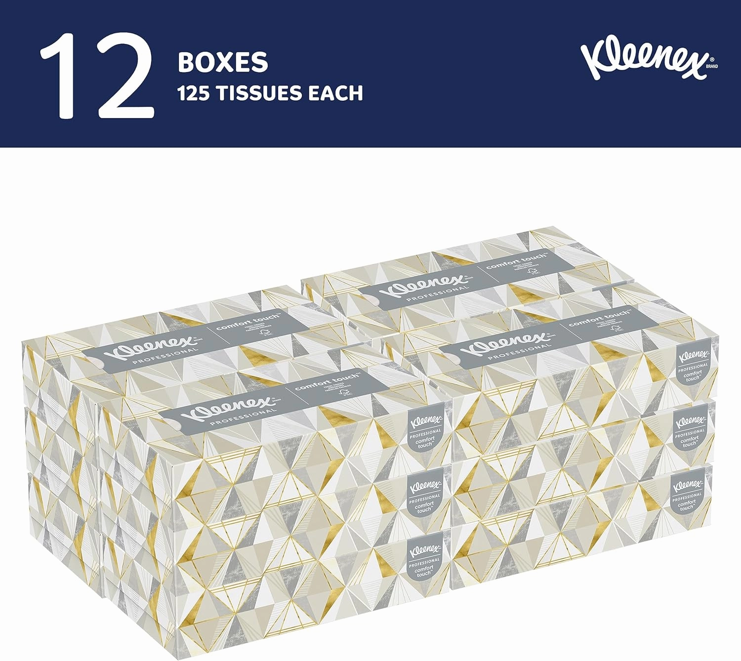 Kleenex Professional Facial Tissue, Bulk (03076), 2-Ply, White, Flat Boxed Format, Designed for Business, Convenience Size (125 Tissues/Box, 12 Boxes, 1,500 Sheets/Case)