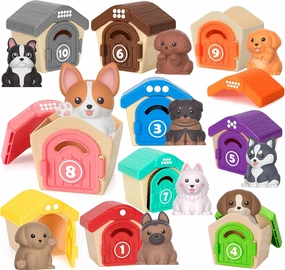 KMUYSL Learning Toys for 1,2,3 Year Old, 20 Pcs Dog Animals Toy, Counting Skill, Color Matching, Christmas Birthday Easter Educational Gift for Baby Toddler Boys Girls Age 12-18 Months
