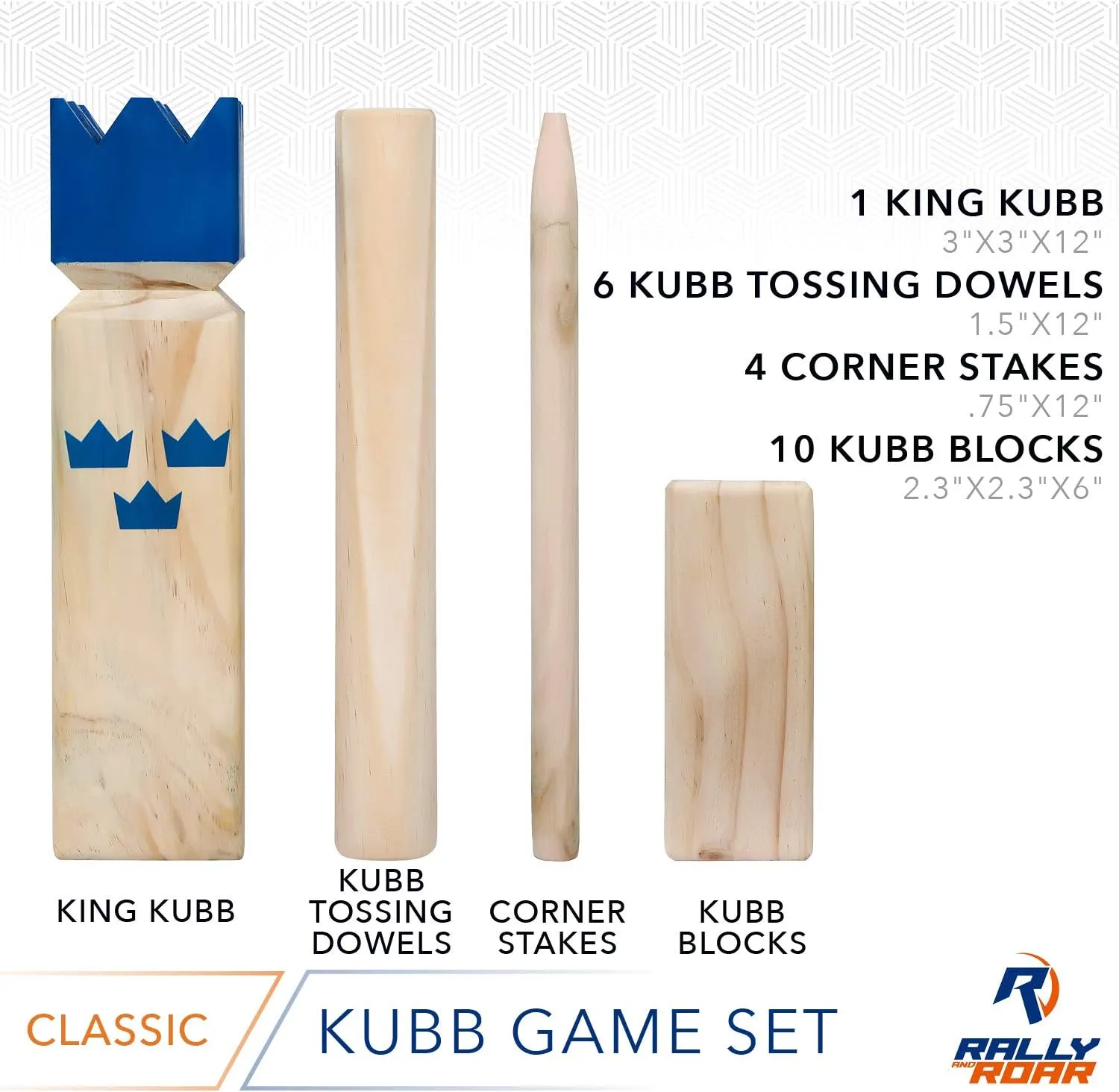 Kubb Yard Game Set - Rubberwood or Pinewood - Fun, Interactive Outdoor Family Games - Durable Blocks with Travel Bag