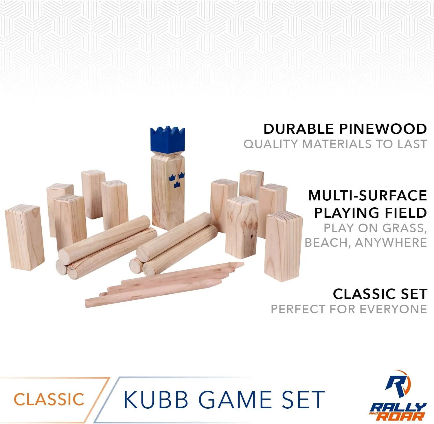 Kubb Yard Game Set - Rubberwood or Pinewood - Fun, Interactive Outdoor Family Games - Durable Blocks with Travel Bag