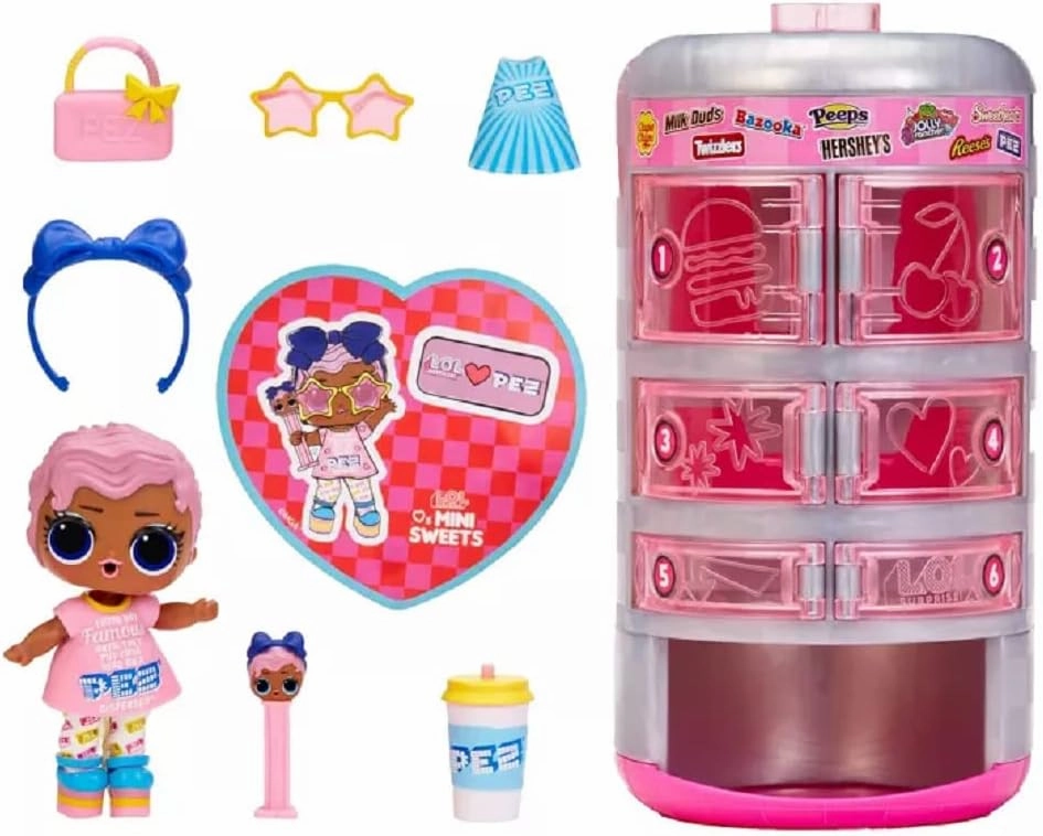 L.O.L. Surprise! Loves Mini Sweets Surprise-O-Matic Dolls with 9 Surprises, Candy Theme, Accessories, Collectible Doll, Vending Machine Packaging, Holiday Toy, Great Gift for Kids