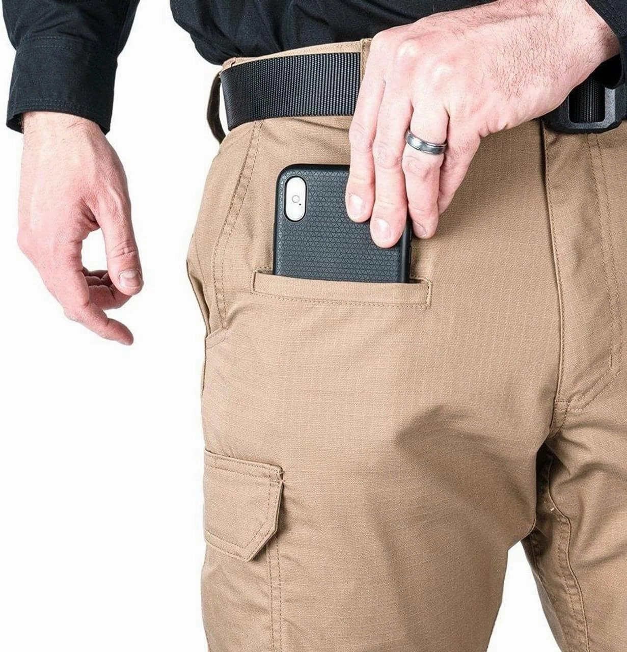 LA Police Gear Men's Battle Rattle Stretch Cargo Pants, Durable Ripstop Tactical Pants for Men, Stretch Waistband EDC Pants