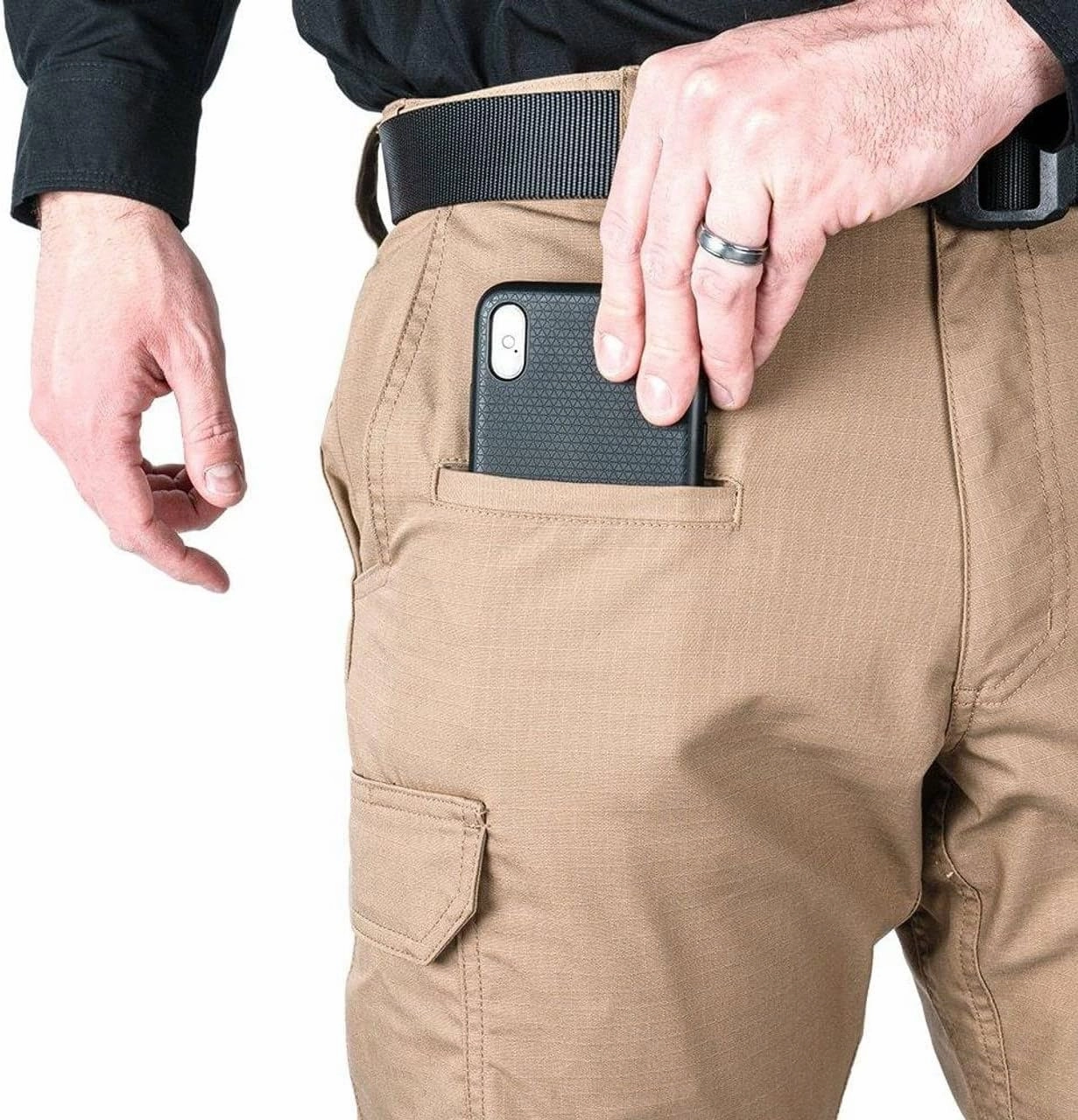 LA Police Gear Men's Battle Rattle Stretch Cargo Pants, Durable Ripstop Tactical Pants for Men, Stretch Waistband EDC Pants