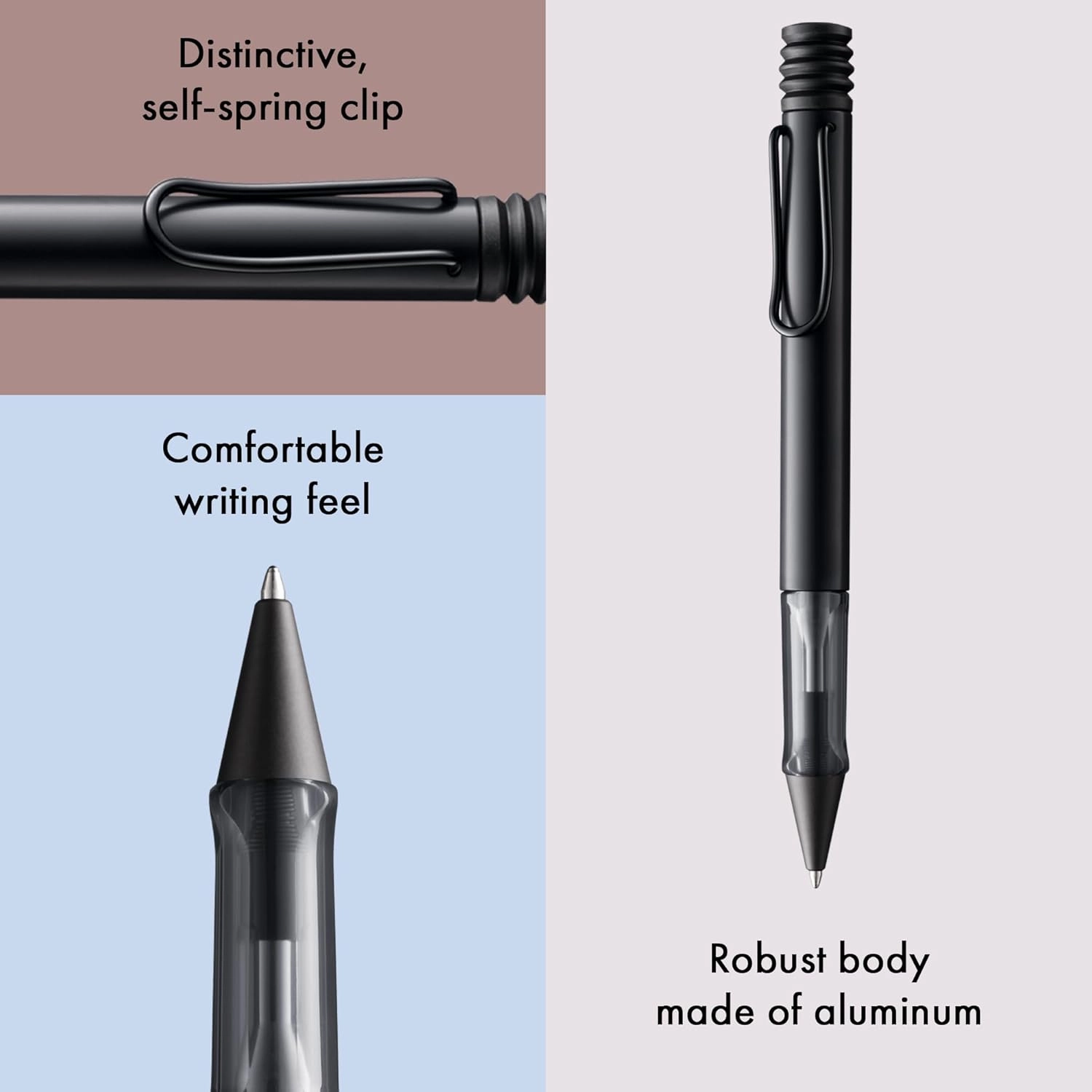 Lamy AL-star black - Ballpoint Pen with transparent, ergonomic grip & line width M - lightweight aluminium body - including large capacity refill M 16 in black