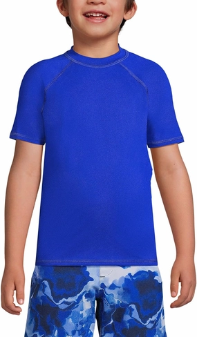 Lands' End Boys Short Sleeve UPF 50 Sun Protection Rash Guard