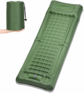 LANRU Inflatable Sleeping Pad Extra Thick 4 Inch Sleeping Pad Mat Air Mattress with Built-in Pump for Camping Backpacking Hiking Traveling Tent, Army Green