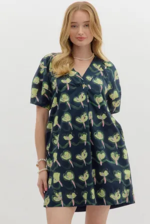 Lantern Sleeve Floral Dress