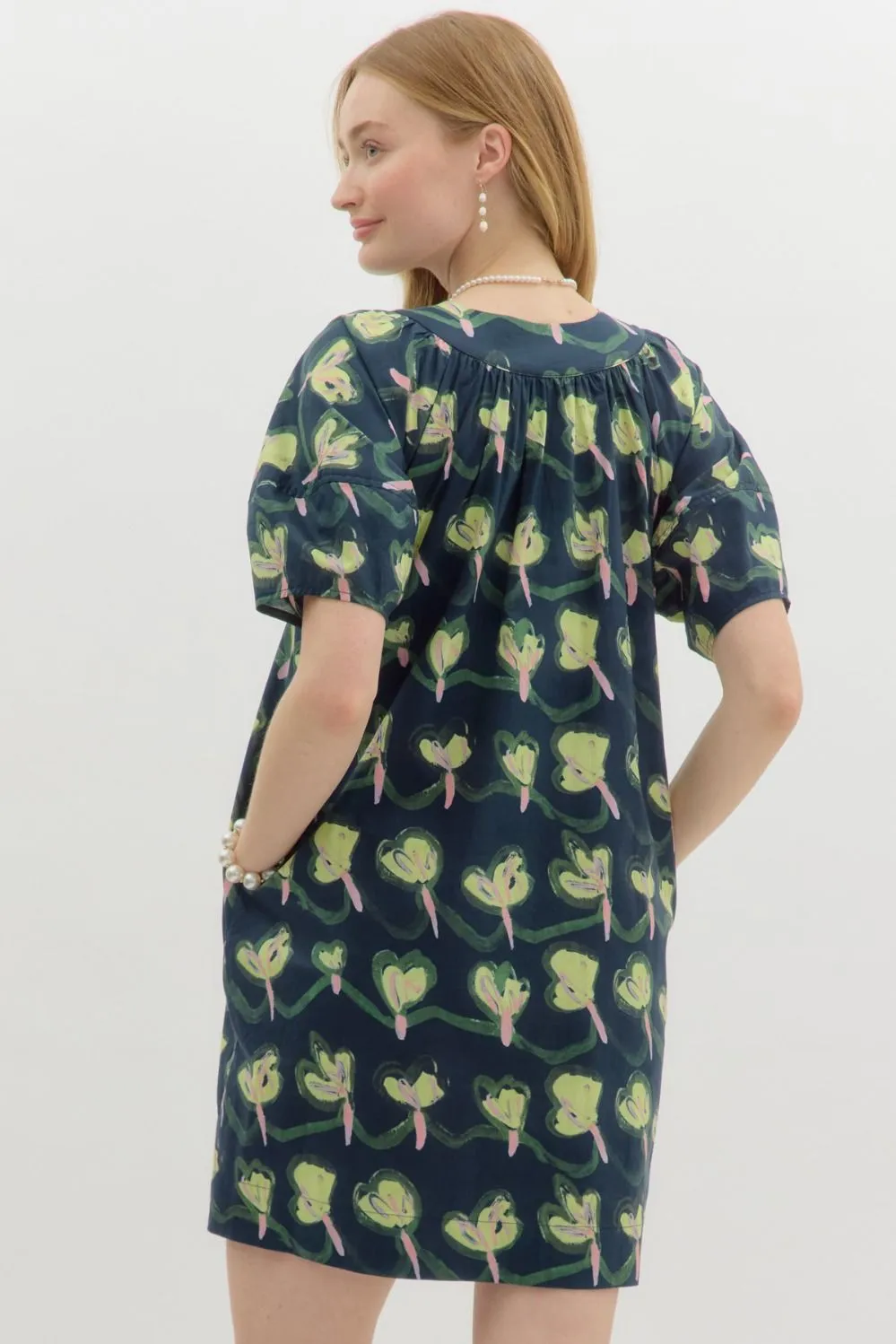 Lantern Sleeve Floral Dress
