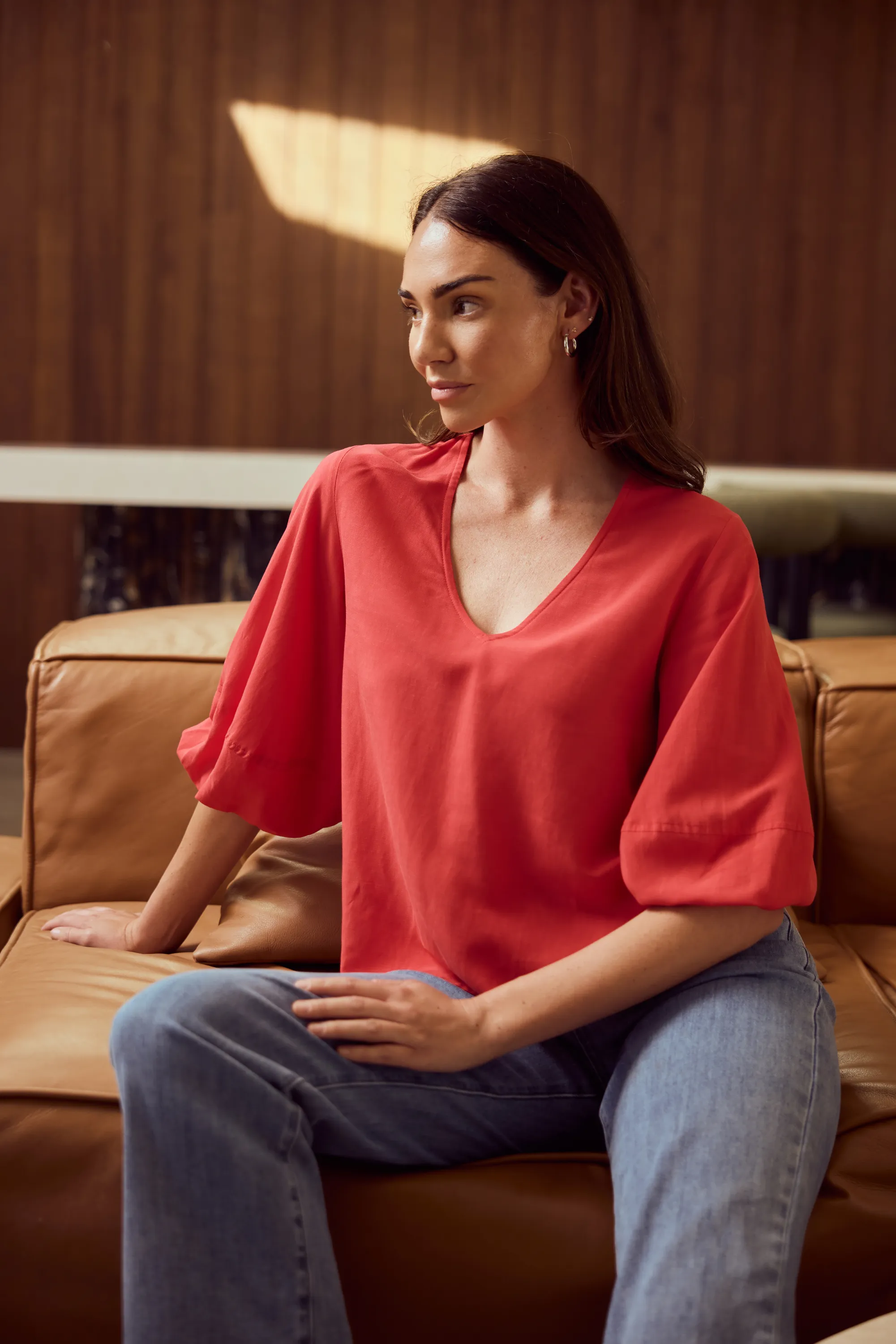 Lantern Sleeve Top - Raspberry