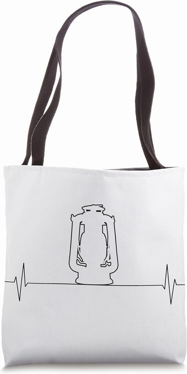 Lantern Lamp, vintage retro heartbeat Tote Bag