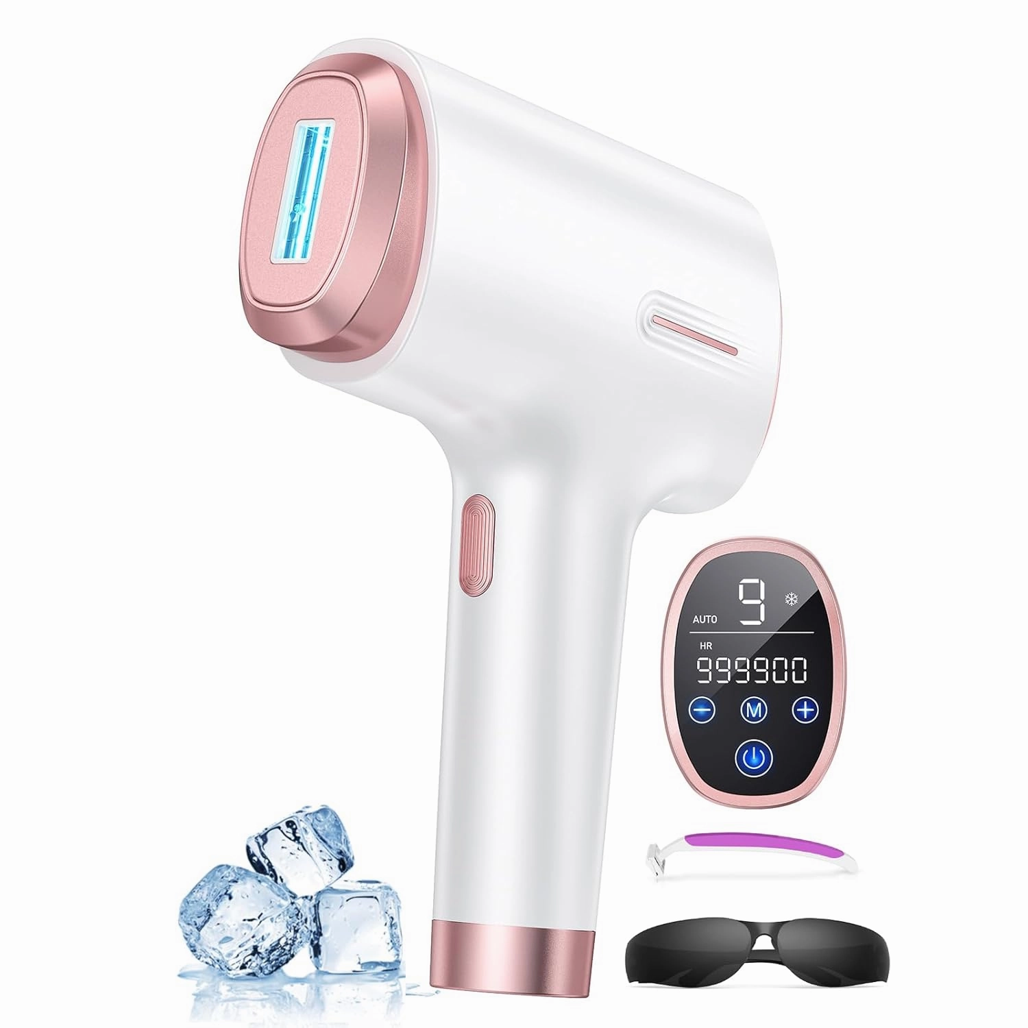 Laser Hair Removal for Women & Men, 45°F Ice-Cooling Contact, Safe & Virtually Painless Alternative to Salon IPL Hair Removal Device, Long-Lasting Hair Removal from Home