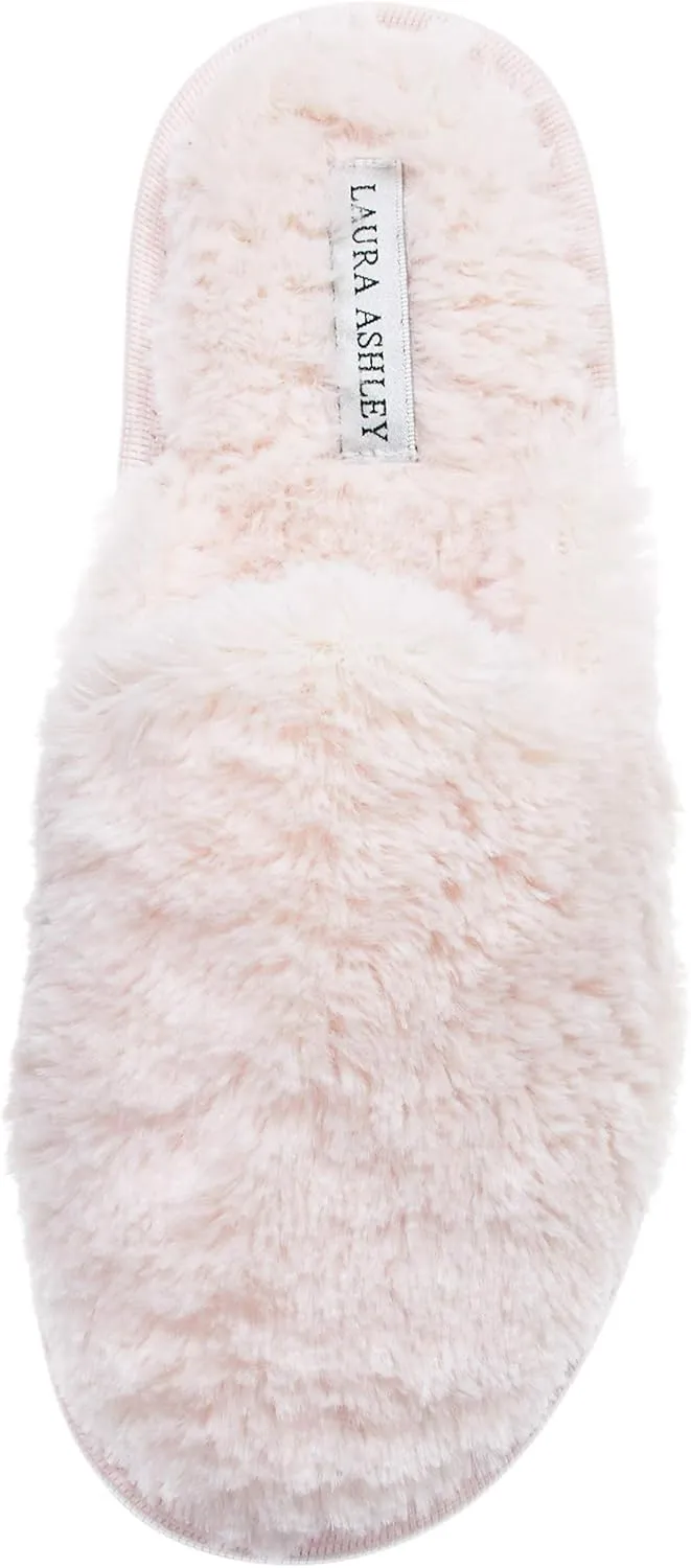 Laura Ashley Ladies All Over Plush W/Memory Foam Slippers