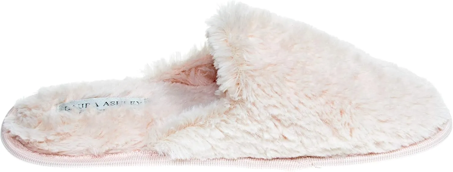 Laura Ashley Ladies All Over Plush W/Memory Foam Slippers