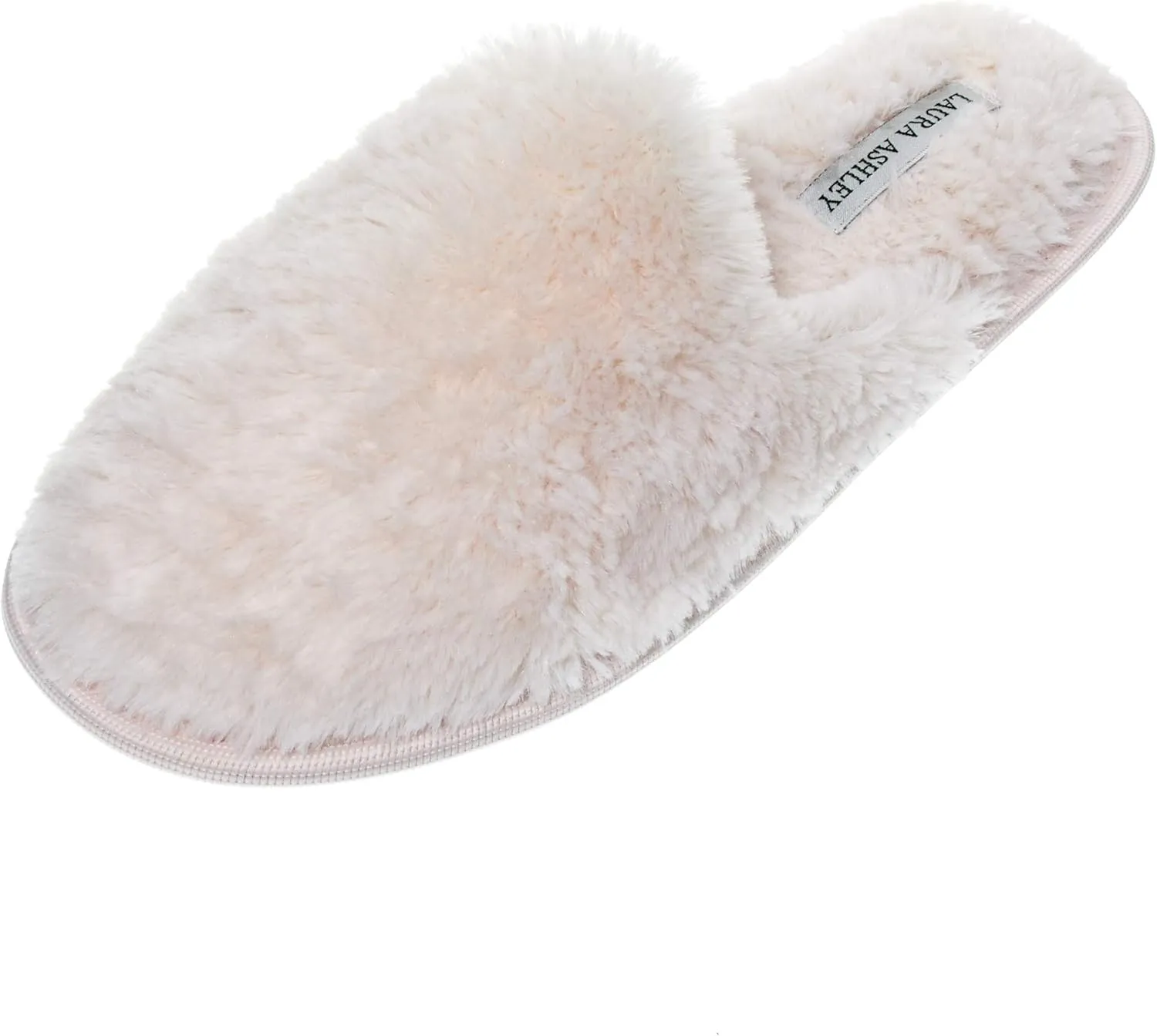Laura Ashley Ladies All Over Plush W/Memory Foam Slippers
