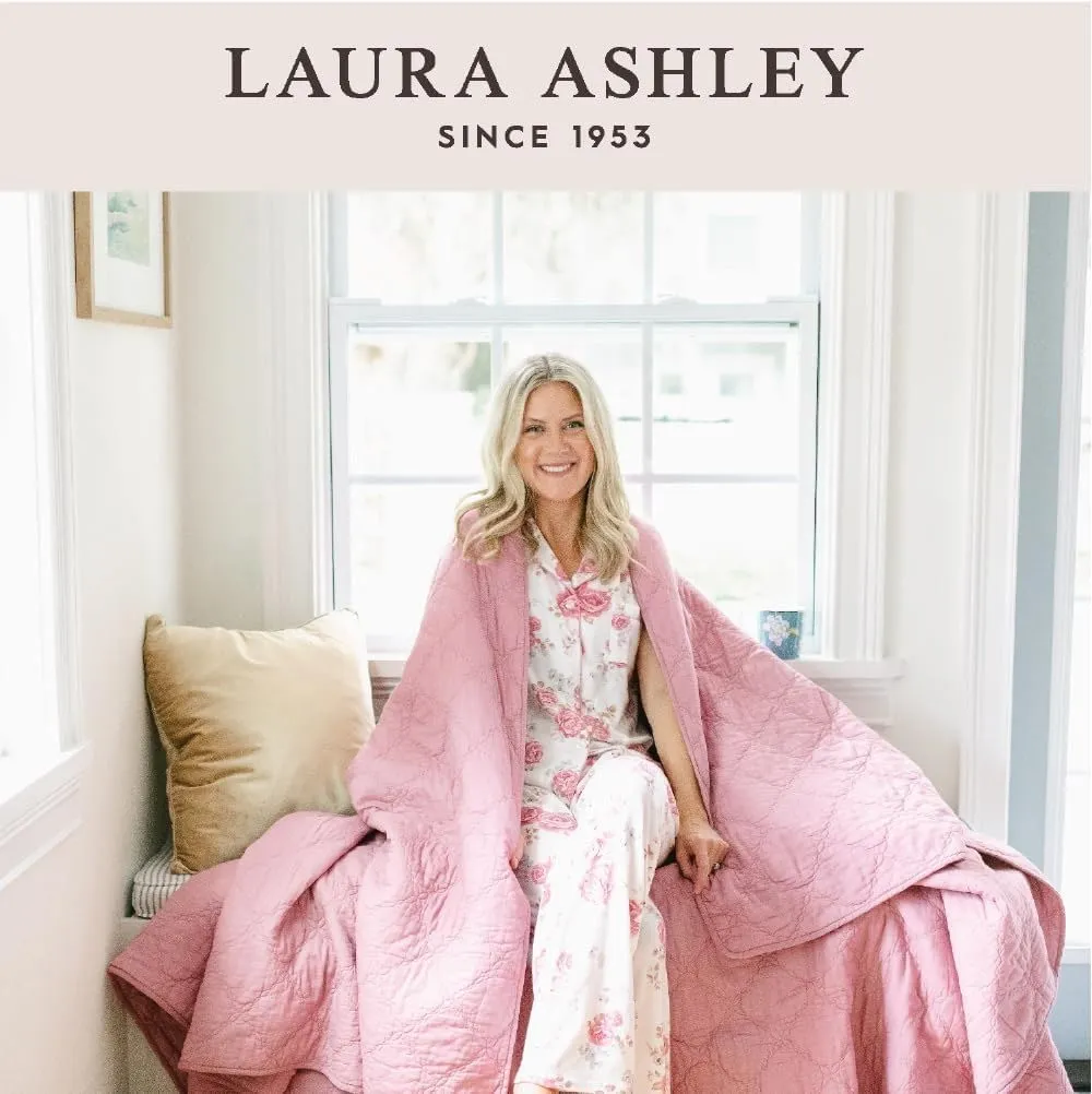 Laura Ashley Open Toe Fluffy Band Slippers for Women with Non-Skid Rugged Sole, Plush Terry Slippers for Ladies
