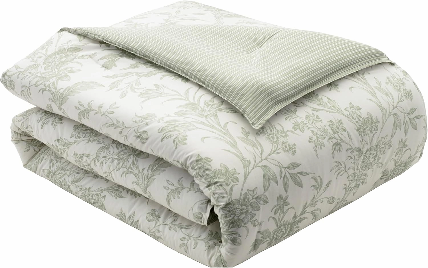 Laura Ashley Home - Queen Duvet Cover Set, Reversible Cotton Bedding, Includes Matching Shams with Bonus Euro Shams & Throw Pillows (Natalie Green, Queen)