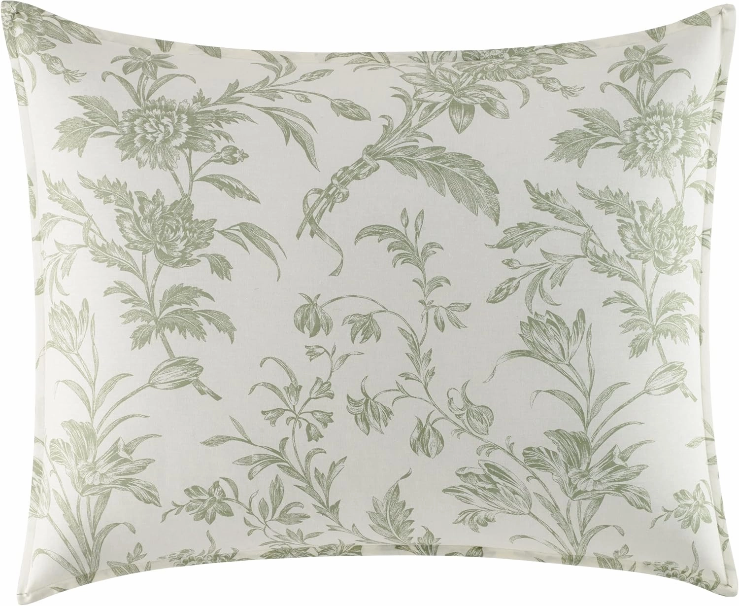 Laura Ashley Home - Queen Duvet Cover Set, Reversible Cotton Bedding, Includes Matching Shams with Bonus Euro Shams & Throw Pillows (Natalie Green, Queen)