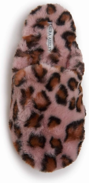 Laura Ashley Ladies All Over Plush W/Memory Foam Slippers