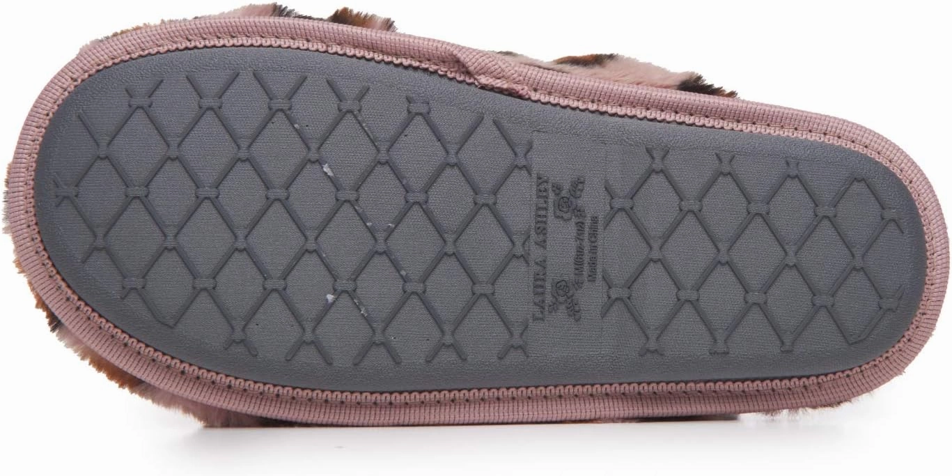 Laura Ashley Ladies All Over Plush W/Memory Foam Slippers