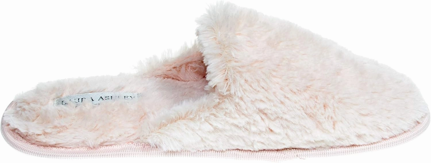 Laura Ashley Ladies All Over Plush W/Memory Foam Slippers