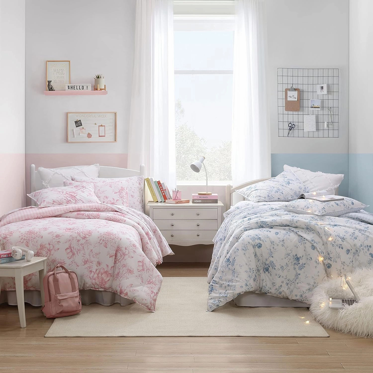 Laura Ashley- Queen Comforter Set, Reversible Cotton Bedding with Matching Sham(s), Ideal Dorm Essentials (Belinda Blue, Queen)
