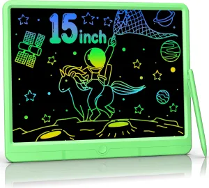 LCD Writing Tablet 15 Inch, Colorful Erasable Doodle Board Drawing Pad, Magic Drawing Tablet for Kids Toddler, Reusable Electronic Doodle Pad, Educational Toys Gifts for 3-12 Year Old Boys Girls