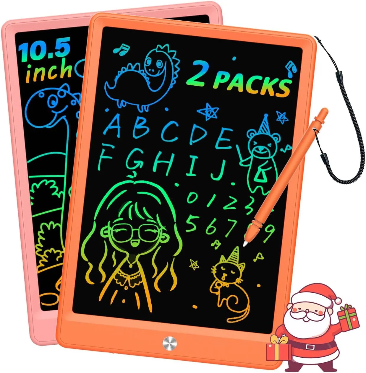 LCD Writing Tablet Doodle Board, Colorful Drawing Pad, Electronic Drawing Tablet, Drawing Pads,Travel Gifts for Kids Ages 3 4 5 6 7 8 Year Old Girls Boys (10.5 inch, Orange Pink)