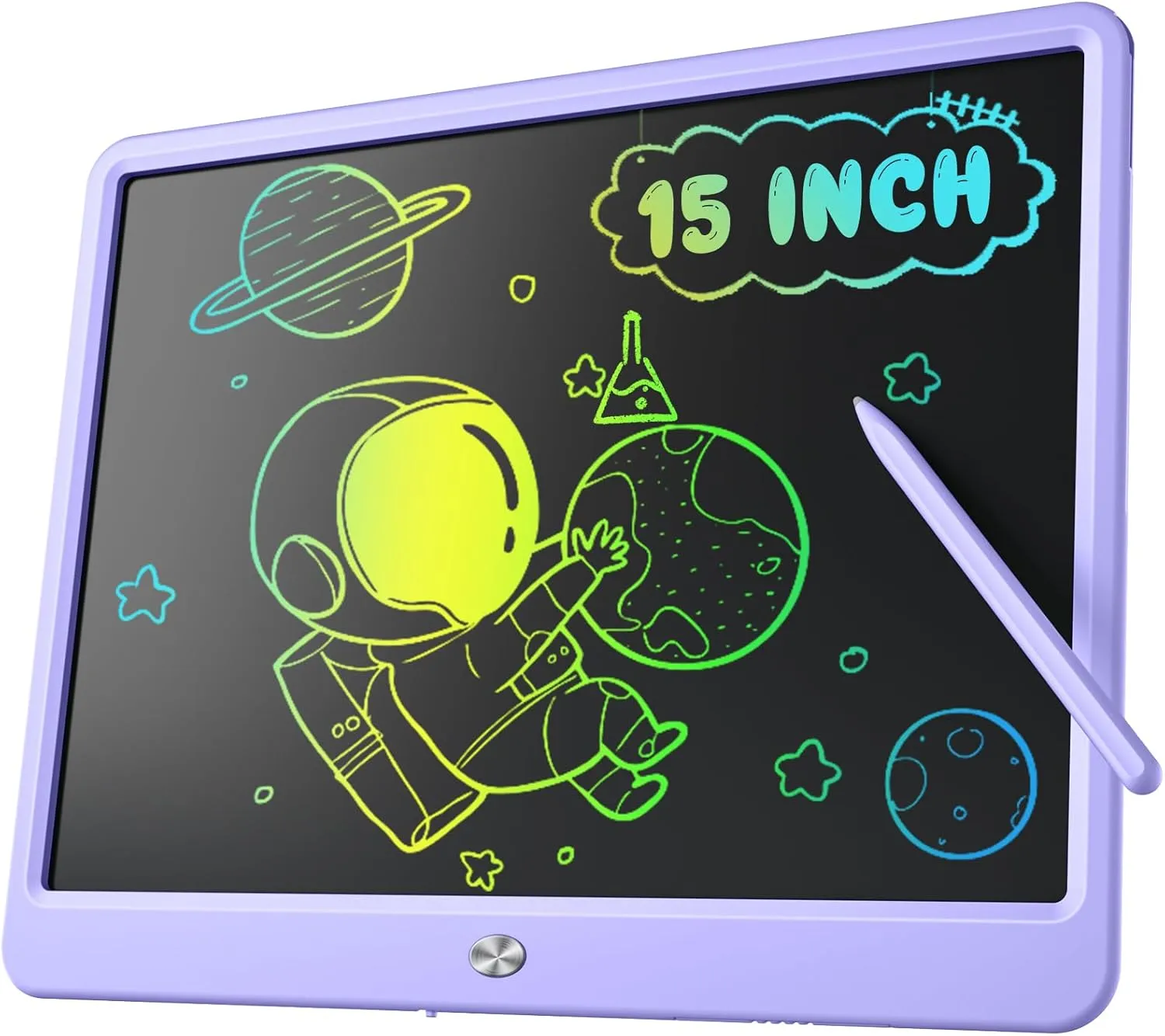 LCD Writing Tablet for Kids, Kidopire 15 Inch Large Screen Doodle Board, Colorful Drawing Writing Board Tablet Kids Age 3-12  Birthday Erasable Drawing Pad Message Practice Note Learning Toys, Purple