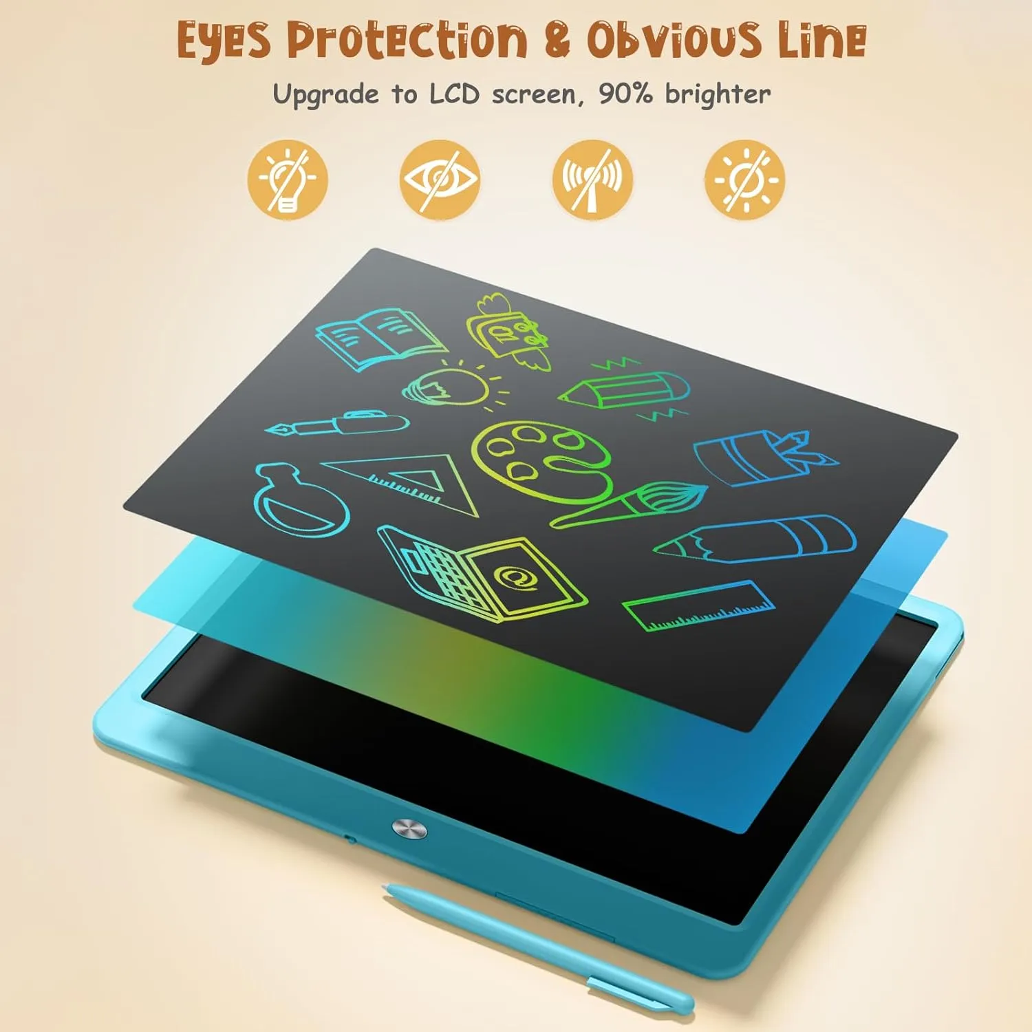 LCD Writing Tablet for Kids, Kidopire 15-Inch Large Screen Doodle Board Drawing Tablet Writing Pad Educational Toddler Toys, Birthday Gifts for 3-12  Year Old Girls Boys Message Practice Tablet, Blue