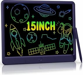 LCD Writing Tablet 15 Inch, Colorful Erasable Doodle Board Drawing Pad, Magic Drawing Tablet for Kids Toddler, Reusable Electronic Doodle Pad, Educational Toys Gifts for 3-12 Year Old Boys Girls