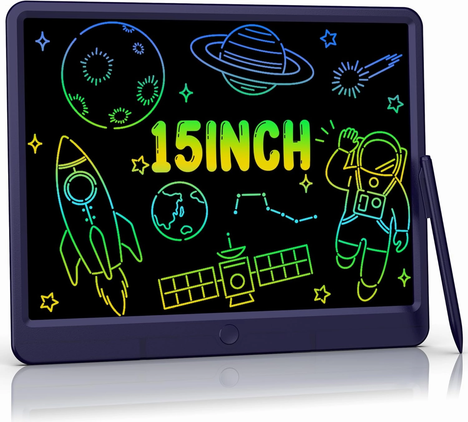 LCD Writing Tablet 15 Inch, Colorful Erasable Doodle Board Drawing Pad, Magic Drawing Tablet for Kids Toddler, Reusable Electronic Doodle Pad, Educational Toys Gifts for 3-12 Year Old Boys Girls
