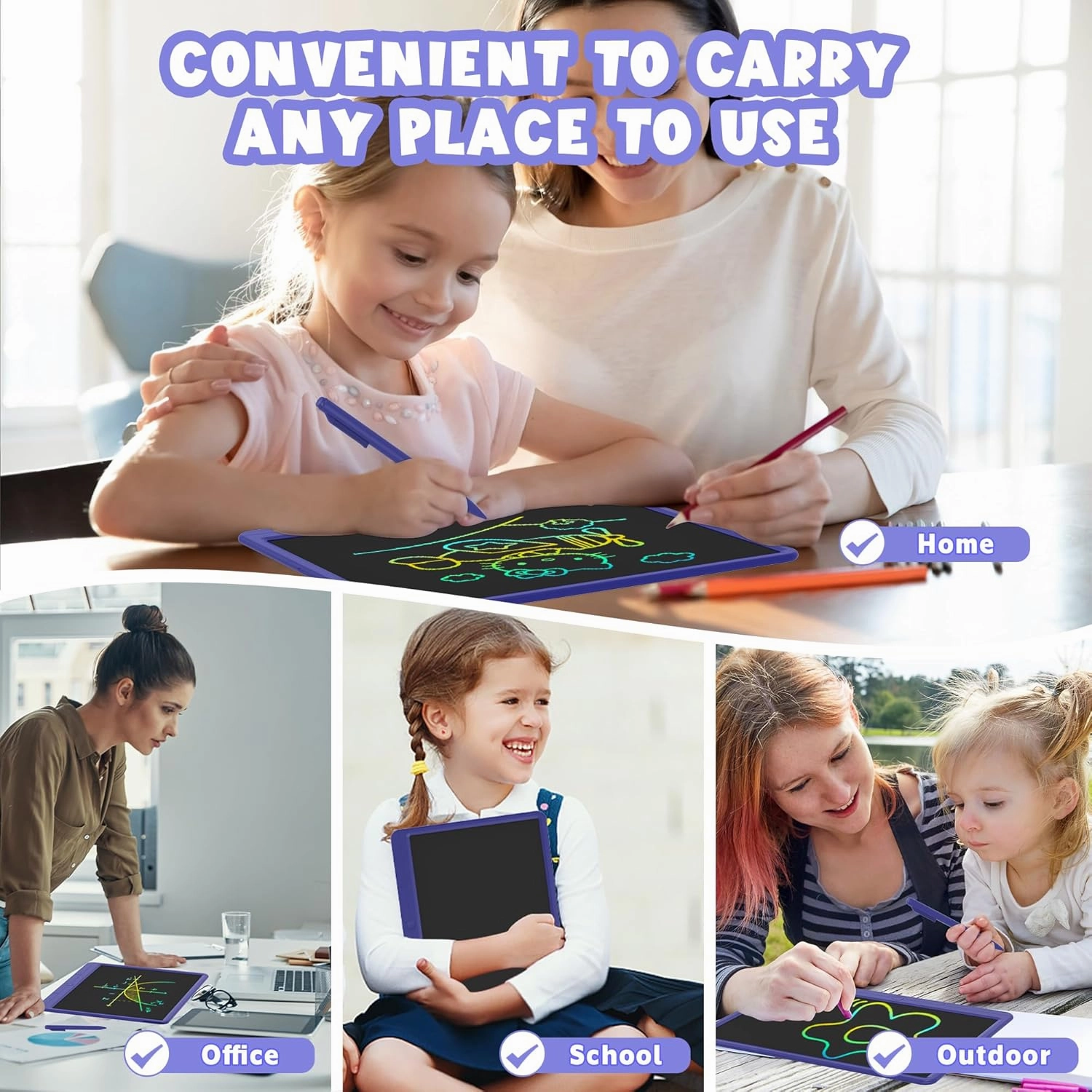 LCD Writing Tablet 15 Inch, Colorful Erasable Doodle Board Drawing Pad, Magic Drawing Tablet for Kids Toddler, Reusable Electronic Doodle Pad, Educational Toys Gifts for 3-12 Year Old Boys Girls