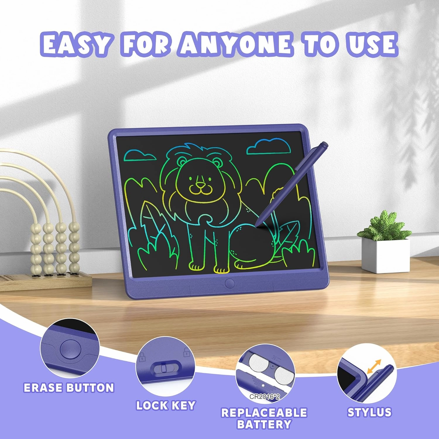 LCD Writing Tablet 15 Inch, Colorful Erasable Doodle Board Drawing Pad, Magic Drawing Tablet for Kids Toddler, Reusable Electronic Doodle Pad, Educational Toys Gifts for 3-12 Year Old Boys Girls