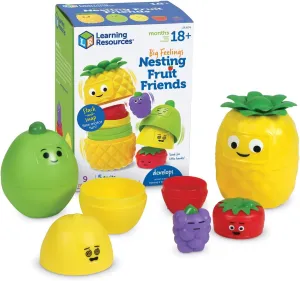 Learning Resources Big Feelings Nesting Fruit Friends, Social Emotional Toys for Toddlers, Sensory Toys, Speech Therapy Materials, Easter Toys ,Ages 18  Months, 9 Pieces