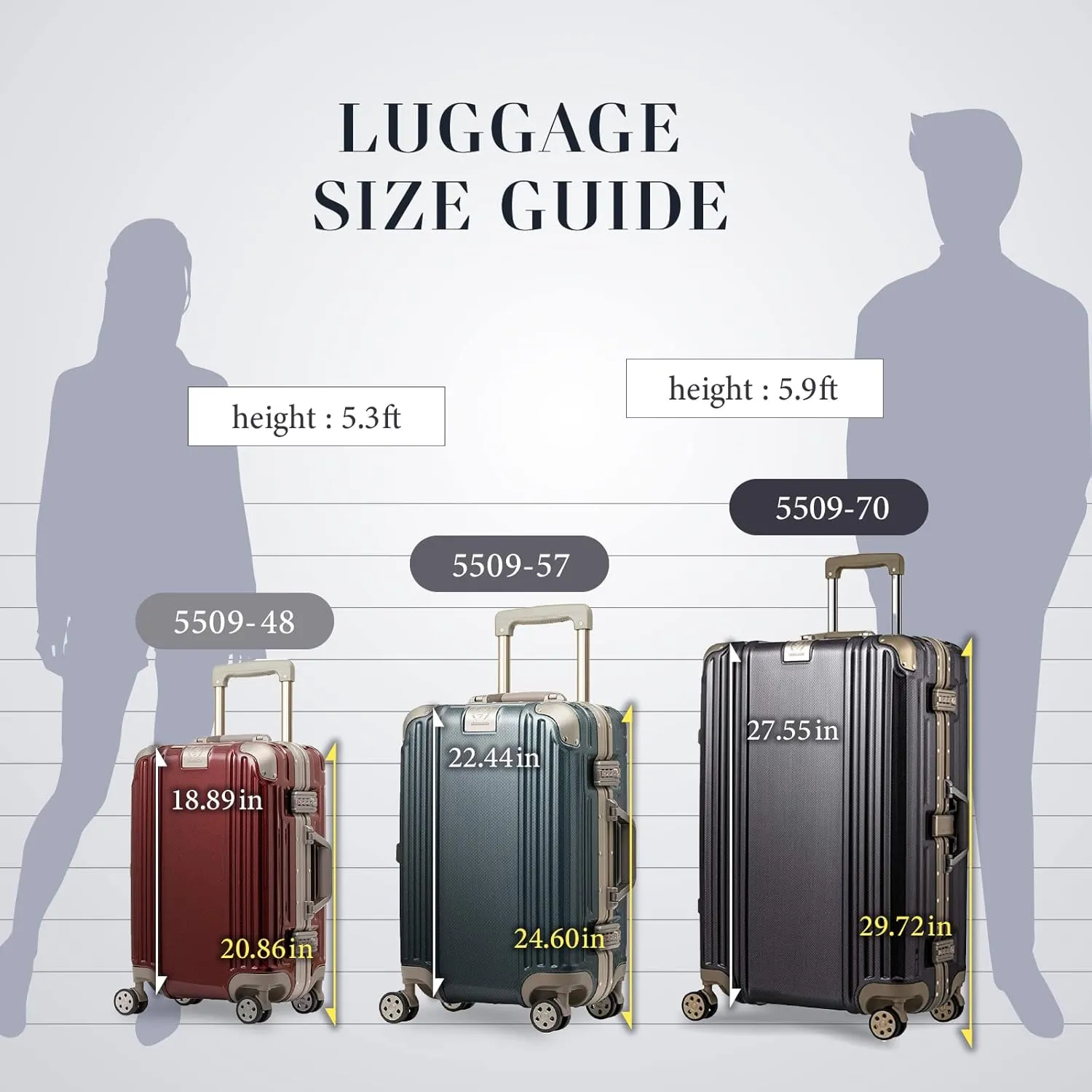 LEGEND WALKER Durable AluminumFrame Luggage 21-inch, Granz Navy, 5509-48-MAT-NV