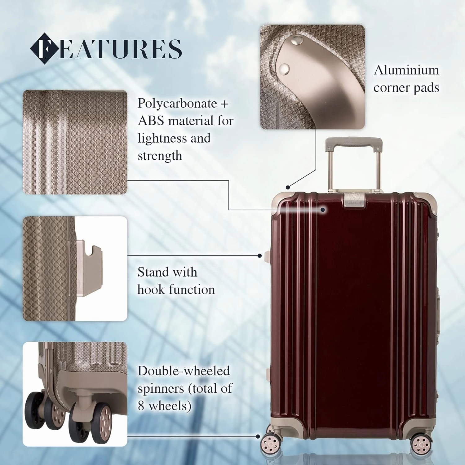 LEGEND WALKER Durable AluminumFrame Luggage 21-inch, Granz Navy, 5509-48-MAT-NV