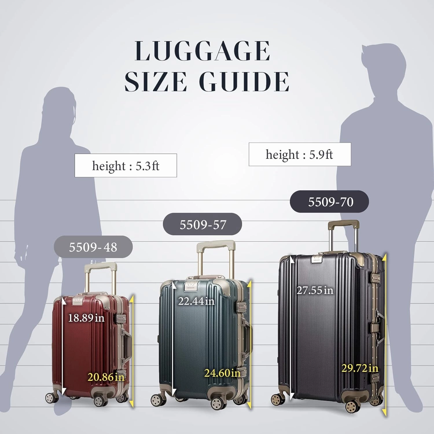 LEGEND WALKER Durable AluminumFrame Luggage 21-inch, Granz Navy, 5509-48-MAT-NV