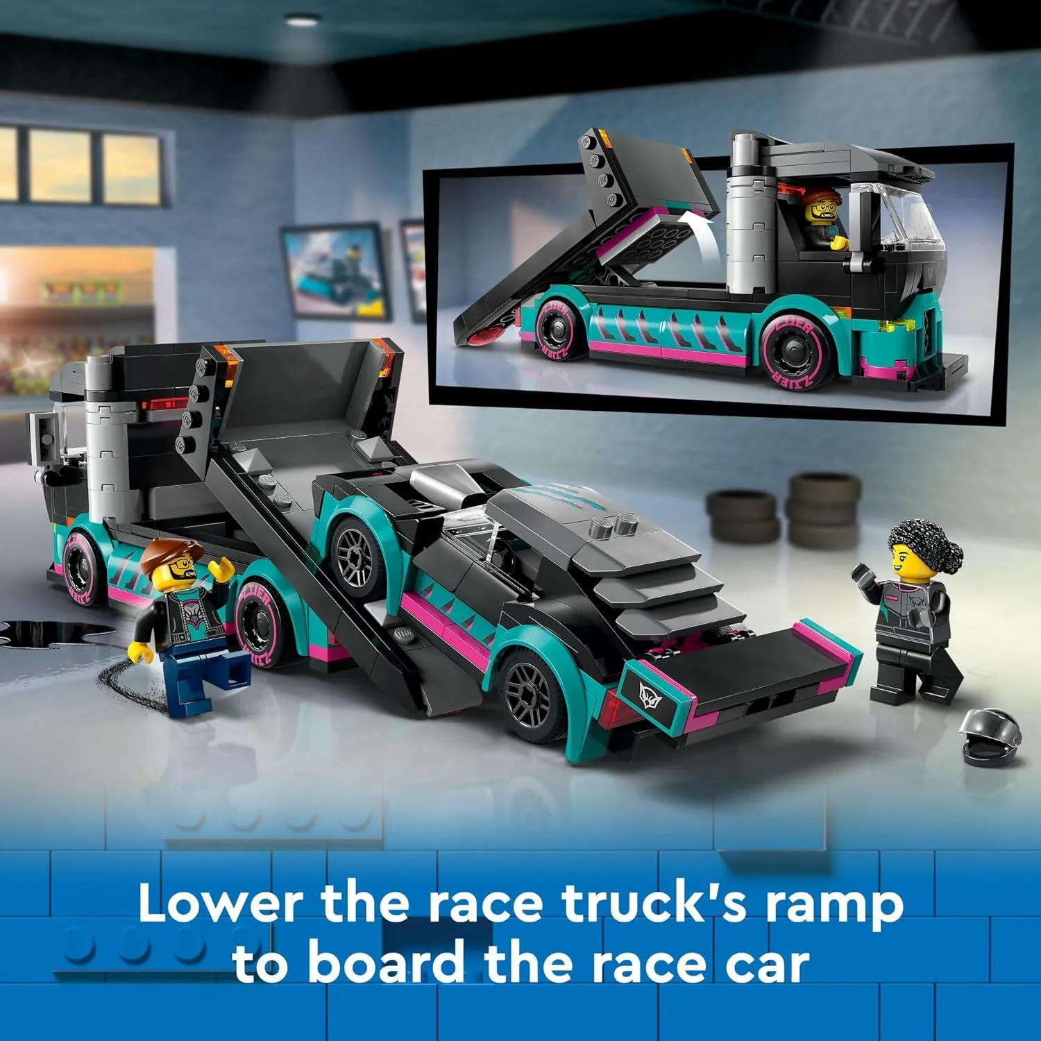 Lego Race Car and Car Carrier Truck (60406)